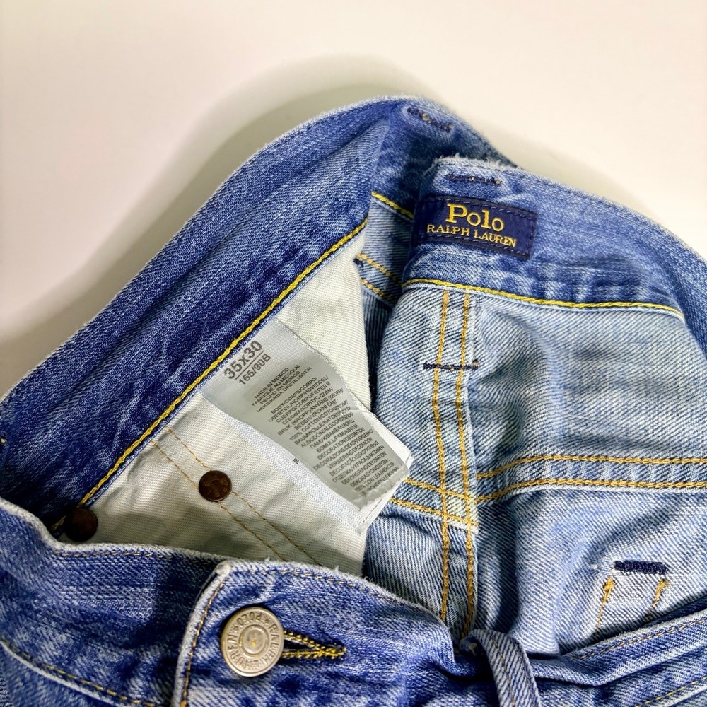 Polo Ralph Lauren Jeans Straight Leg Blue Distressed Denim 35x30 - Picture 3 of 5